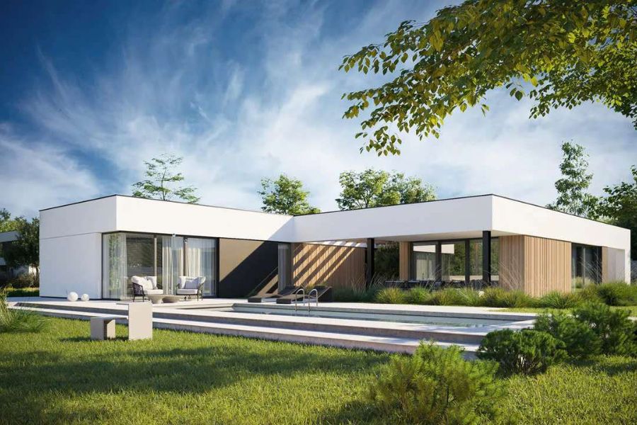 Mẫu biệt thự sân vườn phong cách đơn giản, hiện đại