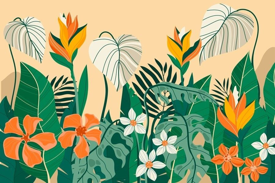 Decal dán tường cây xanh tropical