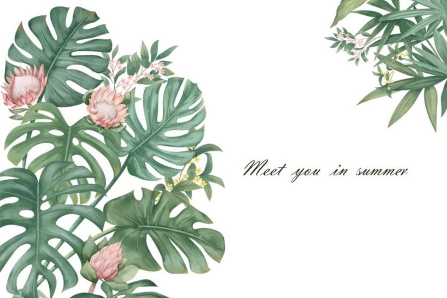 Giấy dán tường đẹp hình lá cây