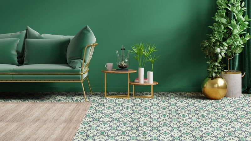 Gạch lát nền màu xanh lá cây