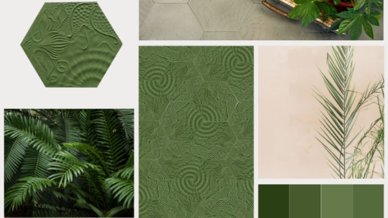 Mẫu gạch lát nền màu xanh lá cây hiện đại