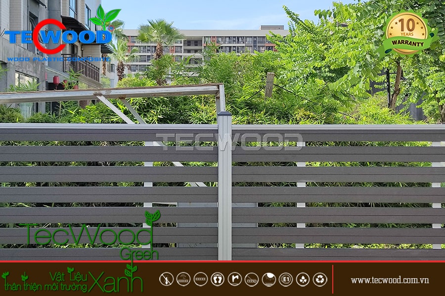Hàng rào gỗ nhựa ngoài trời màu ghi xám