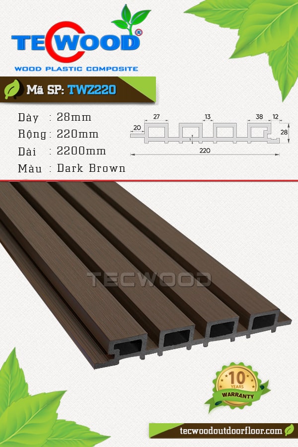Tấm lam sóng gỗ nhựa màu Dark Brown