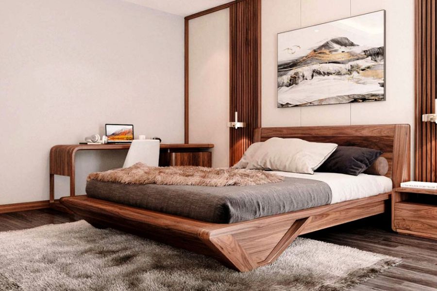 Mẫu giường gỗ óc chó đẹp