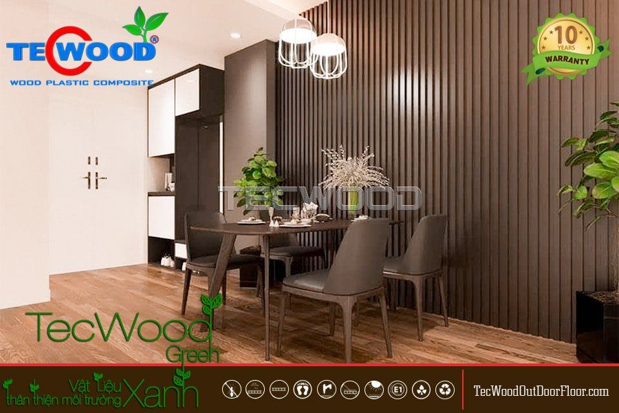 Tấm ốp gỗ nhựa ốp tường phòng ăn