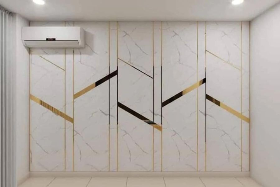 Tấm nhựa giả đá ốp tường phòng ngủ