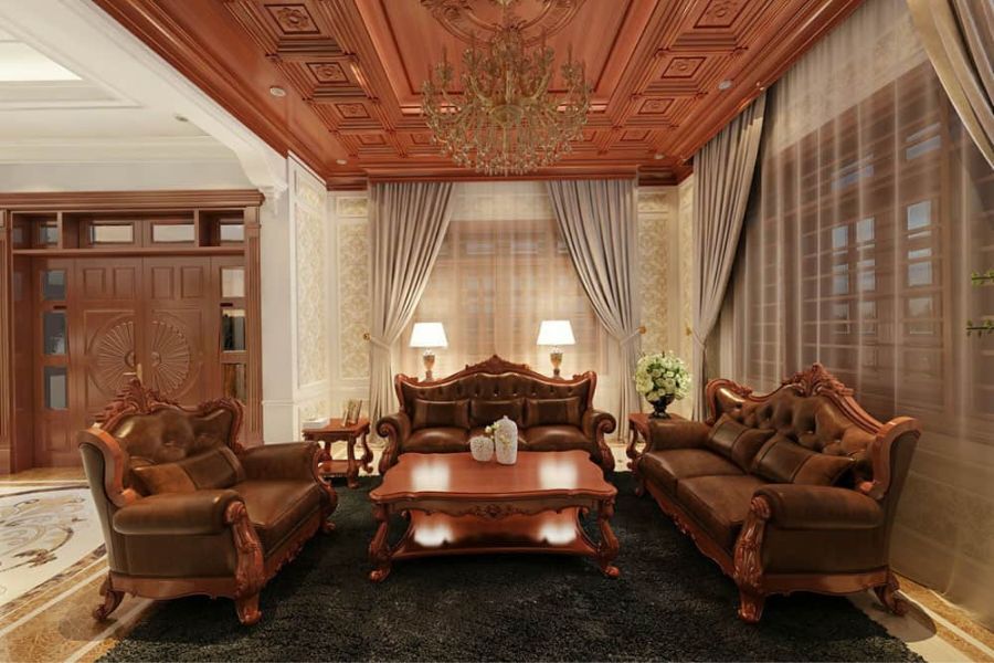 Trần nhà đẹp, sang trọng bằng gỗ tự nhiên