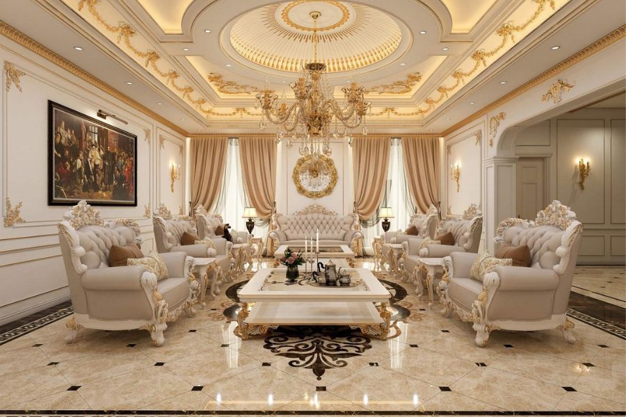 Mẫu trần thạch cao phong cách cổ điển
