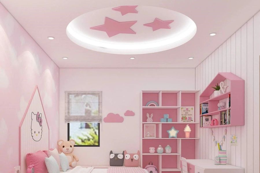 Mẫu trần nhà đẹp cho phòng ngủ bé gái