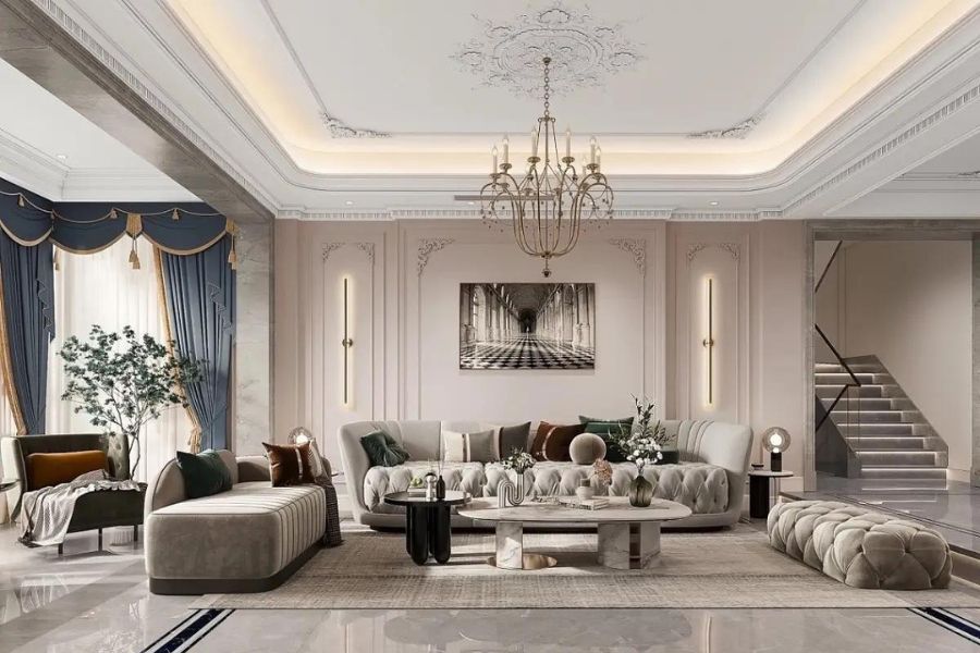 Mẫu trần nhà đẹp phù hợp với phong cách tân cổ điển