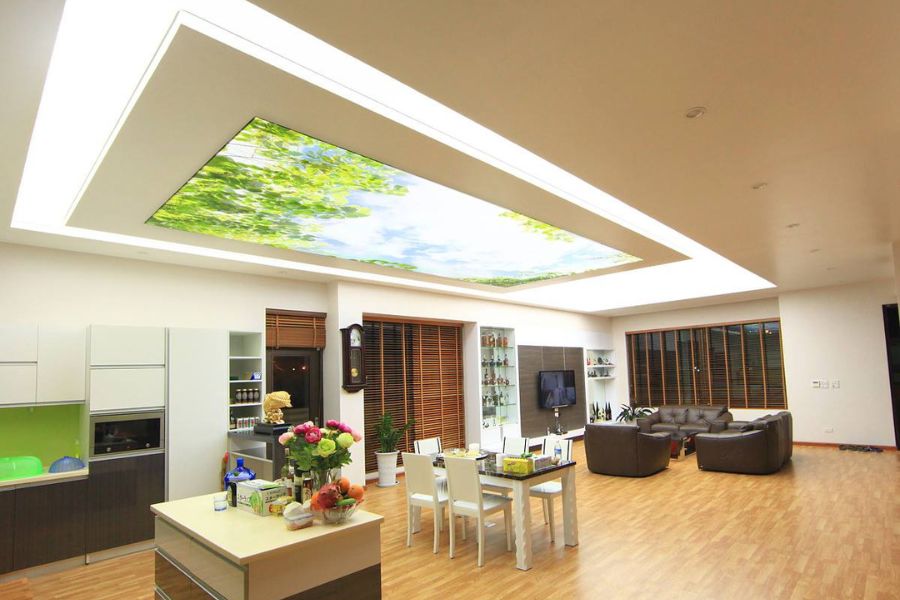 Trần xuyên sáng trang trí phòng khách