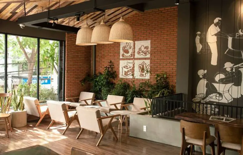ốp tường quán cafe đẹp 1